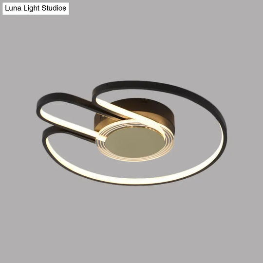 Modern Black/Gold Geometric Frame Flushmount - 16’/19.5’ Led Metal Flush Mounted Lighting