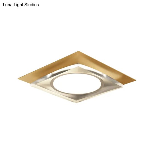 Modern Black/Gold Led Ceiling Light For Hallway - Metallic Geometric Flush Mount With Warm/White