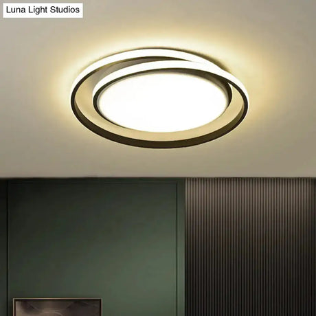 Modern Black/Gold Led Flushmount Ceiling Light In Warm/White 18’/21.5’ Width