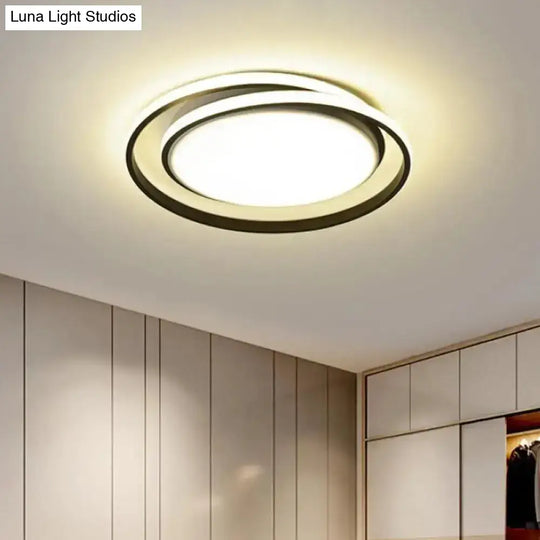 Modern Black/Gold Led Flushmount Ceiling Light In Warm/White 18’/21.5’ Width Black / 18’ White
