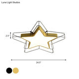 Modern Black/Gold Pentagram Flush Mount Led Ceiling Lamp For Bedrooms With Acrylic Cage Fixture