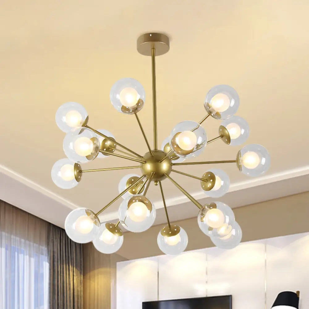 Modern Black/Gold Sputnik Hanging Light Fixture With Glass Shades - 12/18 Heads Ceiling Lamp 18 /