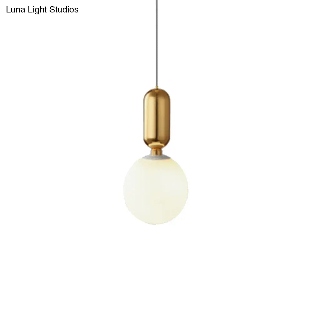 Modern Black/Gold/White Ball Pendant Light With Milky Glass Led - 1 6’/8’/12’ Wide Ceiling Fixture