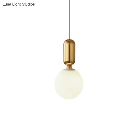 Modern Black/Gold/White Ball Pendant Light With Milky Glass Led - 1 6’/8’/12’ Wide Ceiling Fixture