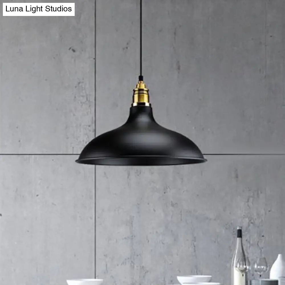 Loft Style Hanging Lamp With Adjustable Cord And Bowl Shade - Black