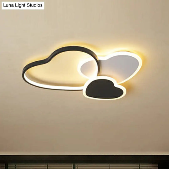 Modern Black Heart Led Flush Mount Light For Bedroom Ceiling