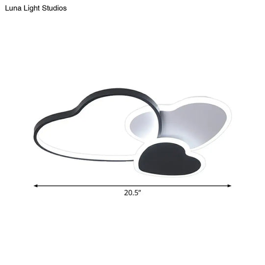 Modern Black Heart Led Flush Mount Light For Bedroom Ceiling / 20.5 Third Gear