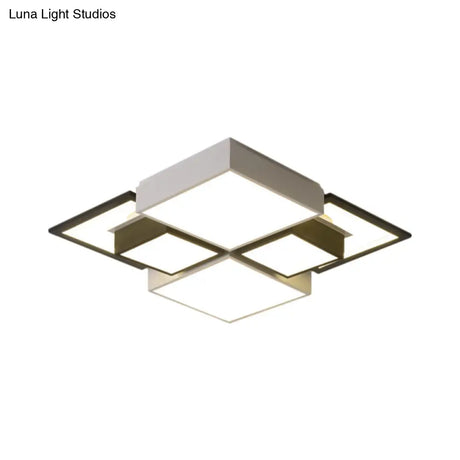 Modern Black Integrated Led Ceiling Lamp - 18’/23.5’ Wide Square Flush Mount Fixture In