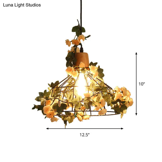 Modern Black Iron Pendant Light With Hanging Flower Jar Design Ideal For Restaurants And