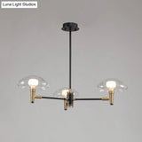 Modern Black Jellyfish Glass Shade Chandelier: 3-Light Pendant Fixture For Bedrooms