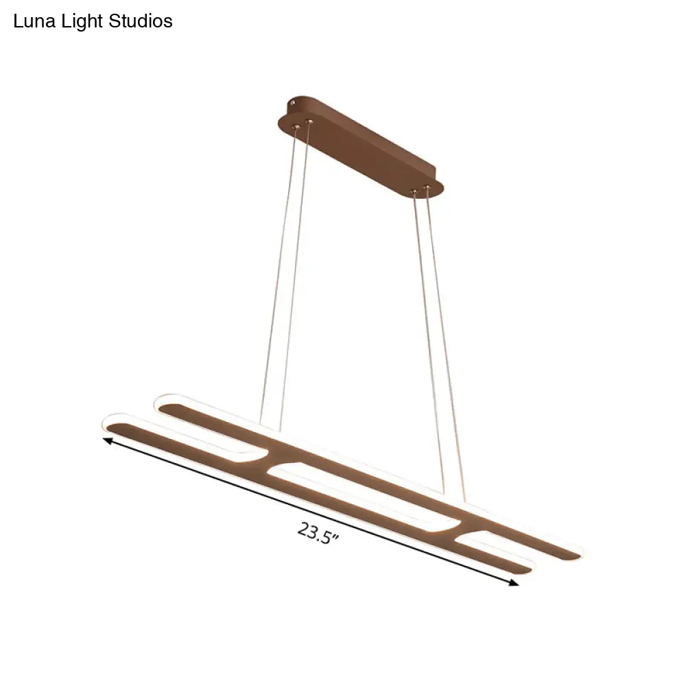 Modern Black Ladder Pendant Light - Led Acrylic Island Lighting In Warm/White 23.5/31.5/39 Width