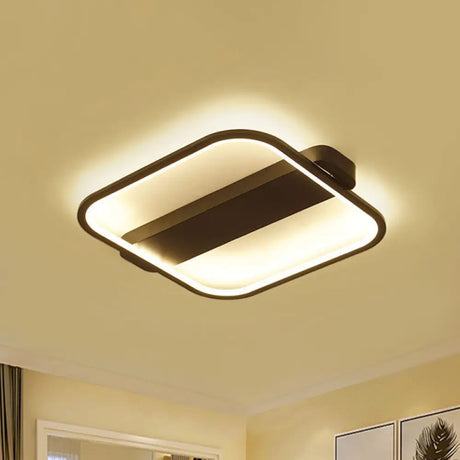Modern Black Led Ceiling Fixture - 16.5’/20.5’ Minimalist Square Style Acrylic Flush Mount Lamp
