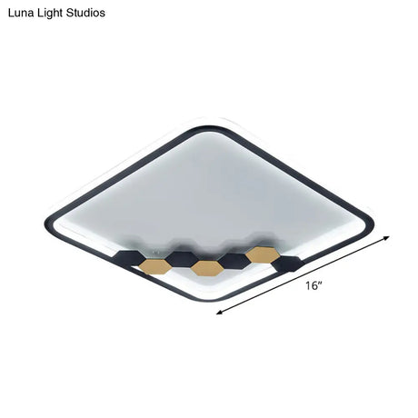 Modern Black Led Ceiling Flush Mount With Leaf/Geometric Design