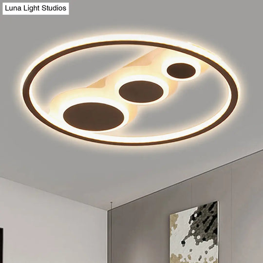 Modern Black Led Ceiling Light With Acrylic Lamp For Hotel Kitchen / 18.5’ Warm