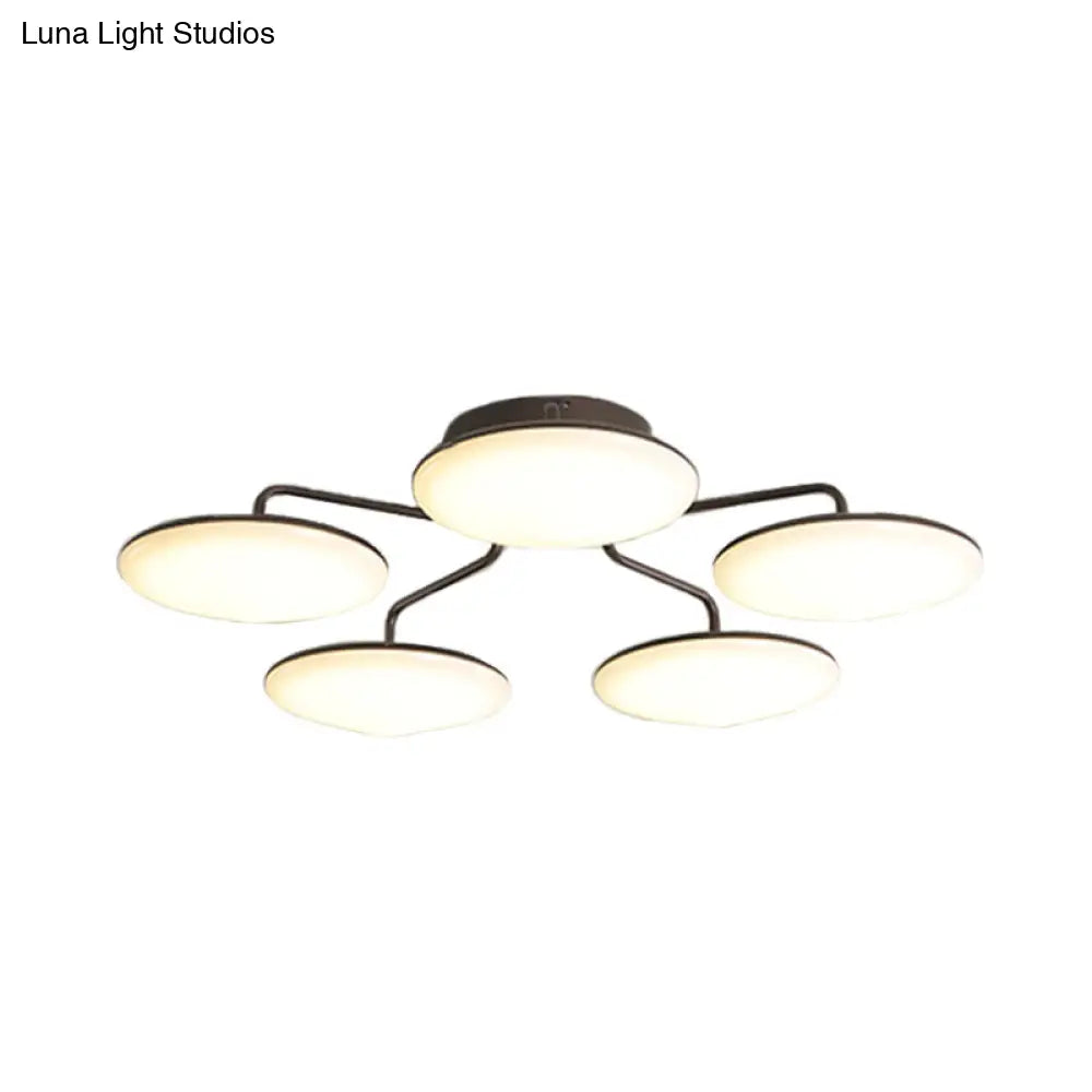 Modern Black Led Ceiling Mount Light With Curved Acrylic Branches - Perfect For Bedrooms