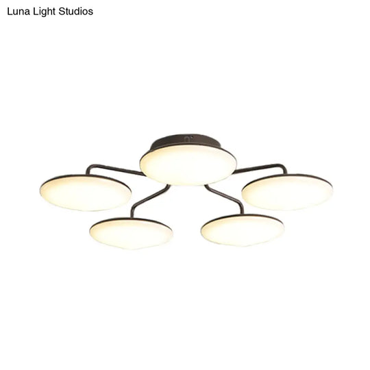 Modern Black Led Ceiling Mount Light With Curved Acrylic Branches - Perfect For Bedrooms