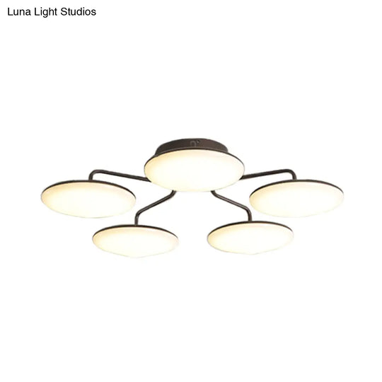 Modern Black Led Ceiling Mount Light With Curved Acrylic Branches - Perfect For Bedrooms