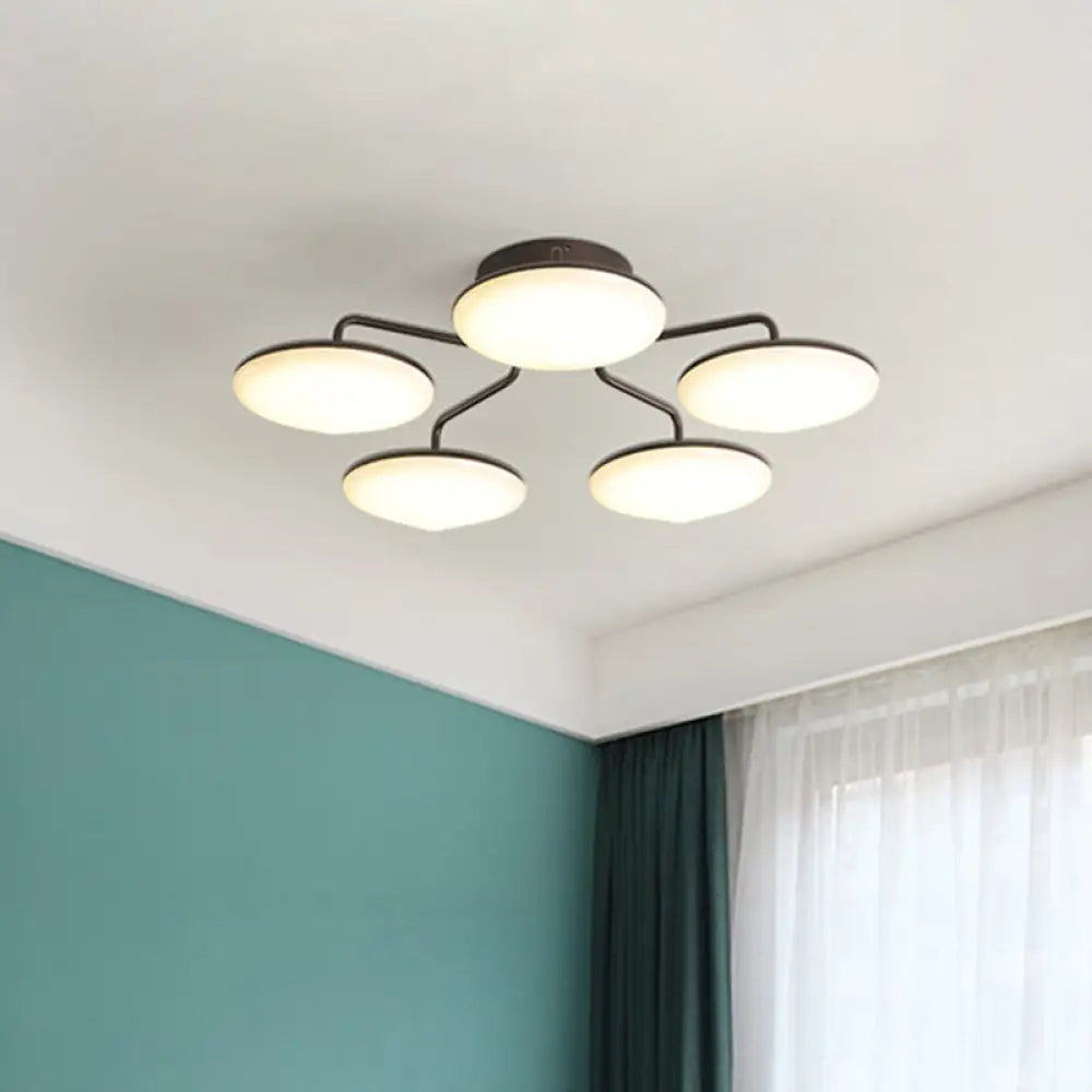 Modern Black Led Ceiling Mount Light With Curved Acrylic Branches - Perfect For Bedrooms