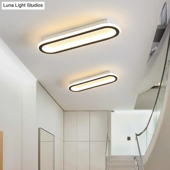 Modern Black Led Flush Ceiling Light For Corridors - Linear Acrylic Design