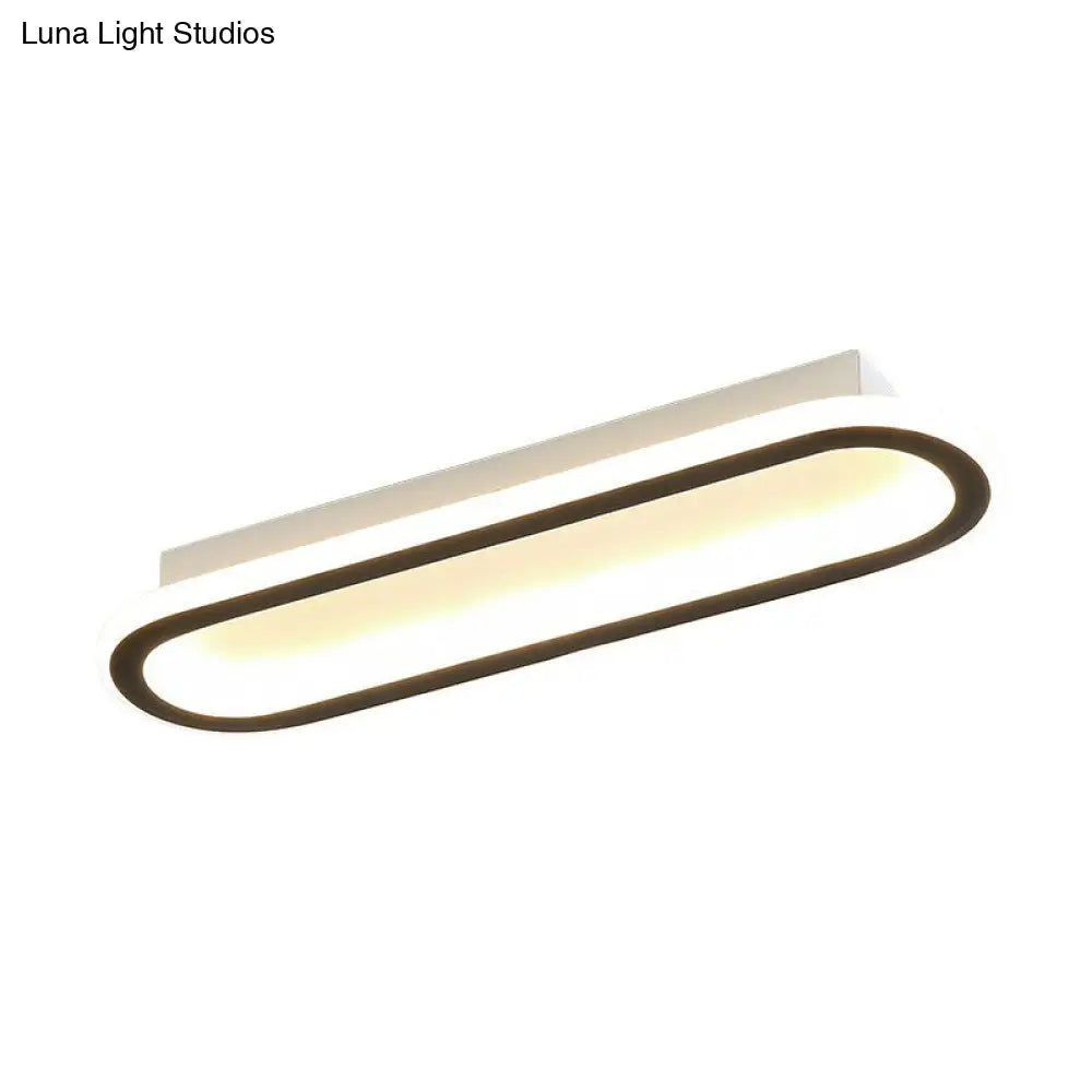 Modern Black Led Flush Ceiling Light For Corridors - Linear Acrylic Design