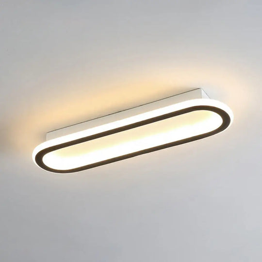 Modern Black Led Flush Ceiling Light For Corridors - Linear Acrylic Design / Large Third Gear