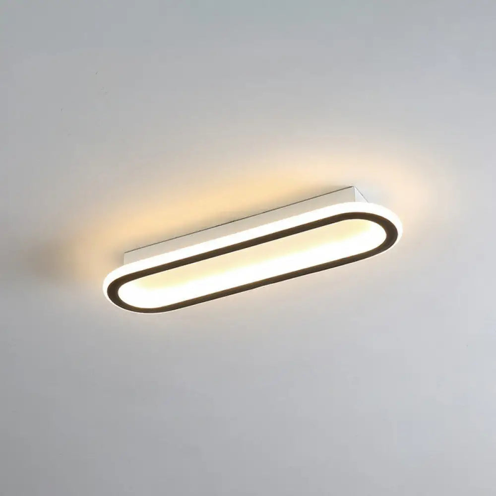 Modern Black Led Flush Ceiling Light For Corridors - Linear Acrylic Design / Small Third Gear
