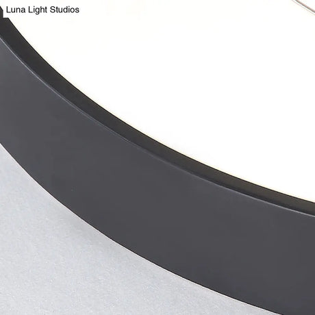 Modern Black Led Flush Mount Bedroom Lamp With Acrylic Circle Shade 16’/19.5’ Wide