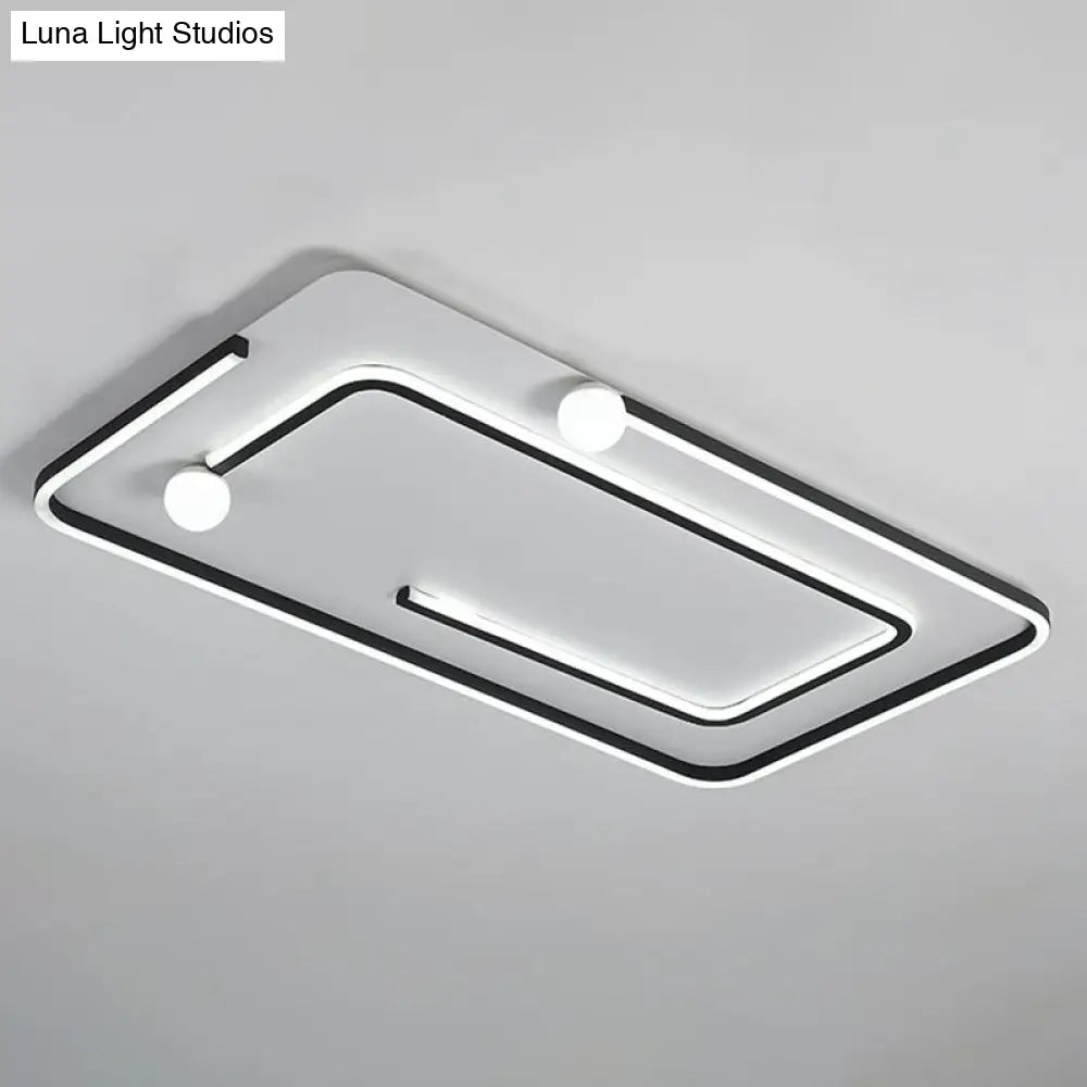 Modern Black Led Flush Mount Ceiling Light - Sleek Geometric Design Ideal For Bedroom Spaces /