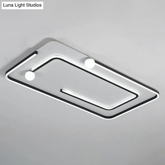 Modern Black Led Flush Mount Ceiling Light - Sleek Geometric Design Ideal For Bedroom Spaces /