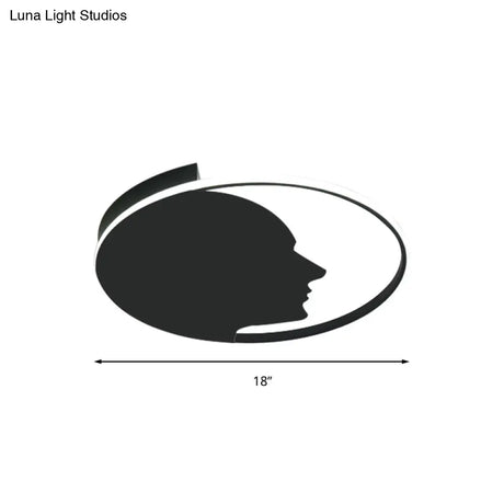 Modern Black Led Flush Mount Lamp For Adult Bedroom - Creative Acrylic Ceiling Light