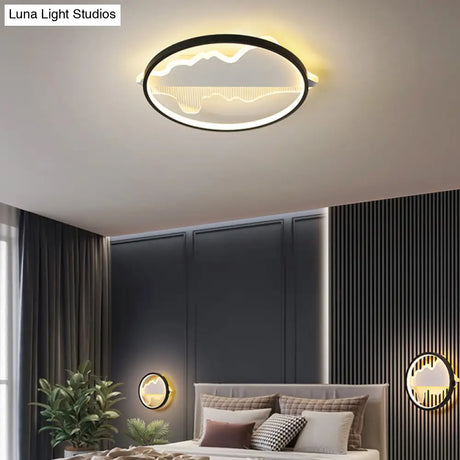 Modern Black Led Flushmount Ceiling Light For Minimalist Bedroom Décor