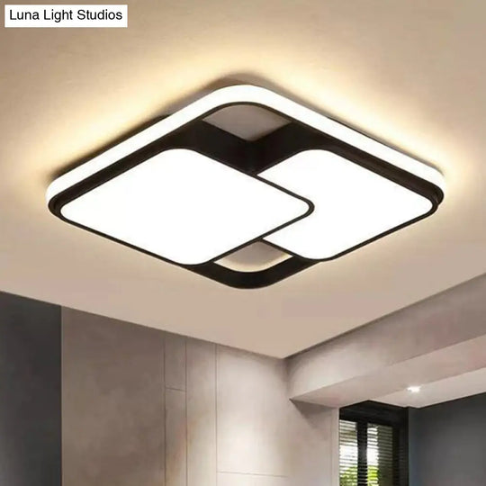 Modern Black Led Flushmount Ceiling Light: Splicing Square Aluminum Design
