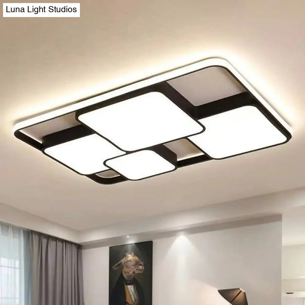 Modern Black Led Flushmount Ceiling Light: Splicing Square Aluminum Design / 25 Third Gear