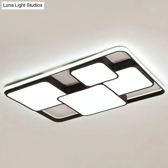 Modern Black Led Flushmount Ceiling Light: Splicing Square Aluminum Design / 25 White
