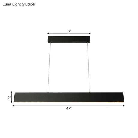 Modern Black Led Pendant Light Fixture For Dining Room - 36’/47’ Wide Blade Hanging Ceiling In