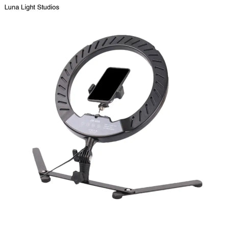 Modern Black Led Usb Fill-In Flash Lamp With Metallic Shade