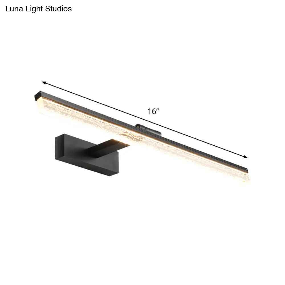 Modern Black Led Wall Light With Acrylic Shade - Streamlined Vanity Lighting In Warm/White