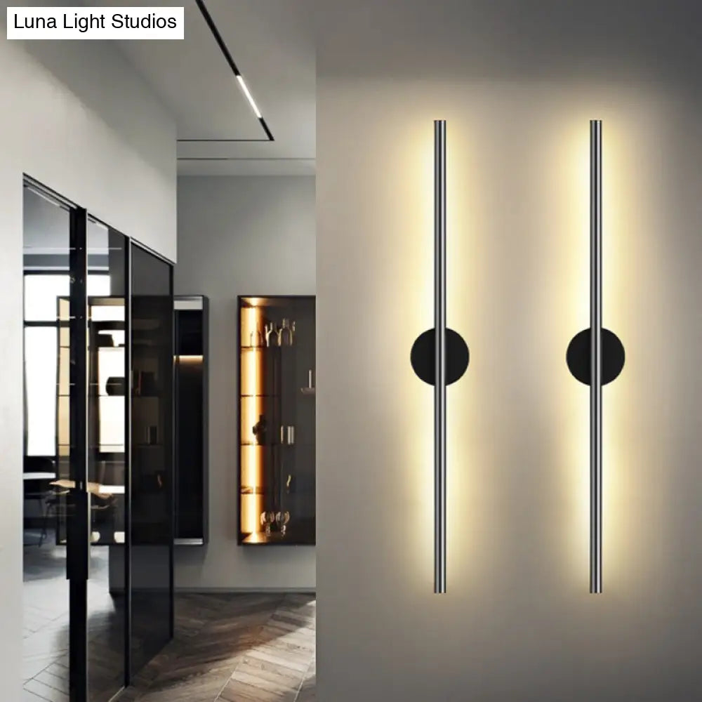 Modern Black Led Wall Sconce For Living Room - Stylish Metallic Fixture