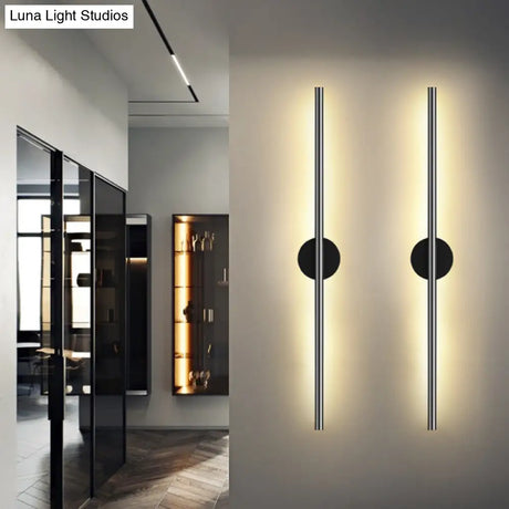Modern Black Led Wall Sconce For Living Room - Stylish Metallic Fixture