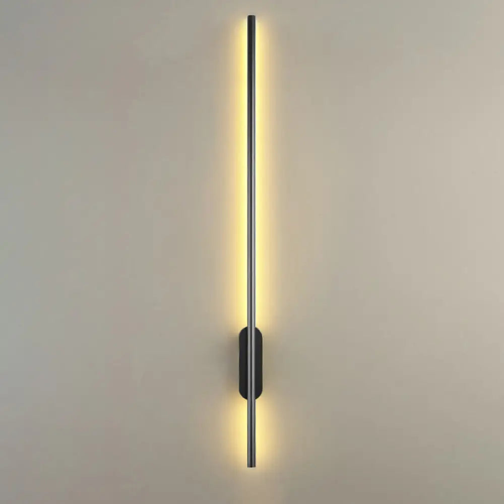 Modern Black Led Wall Sconce For Living Room - Stylish Metallic Fixture / Linear Canopy 57