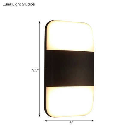 Modern Black Led Wall Sconce Light: Rectangular Metal Fixture Warm/White Glow