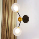 Modern Black Led Wall Sconce With Clear Glass Shade - 2 Lights For Bedroom