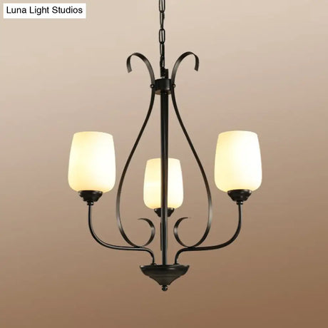 Modern Black Metal Chandelier: Radial Design 3/6/8 Heads Traditional Suspension Pendant Light With
