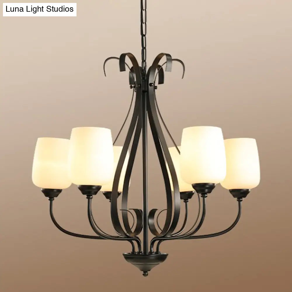 Modern Black Metal Chandelier: Radial Design 3/6/8 Heads Traditional Suspension Pendant Light With
