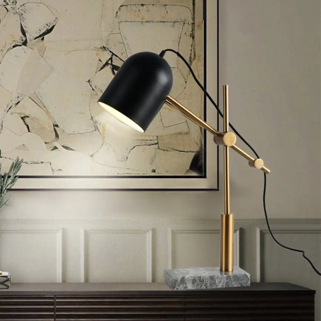 Modern Black Metal Cylinder Table Light - Small Desk Lamp With Rotating Node