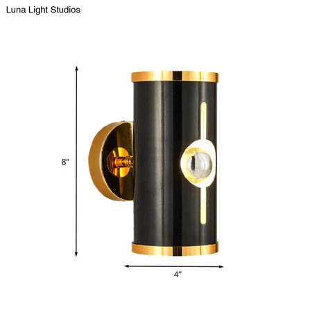Modern Black Metal Cylinder Wall Sconce - 1 Head Up And Down Lighting