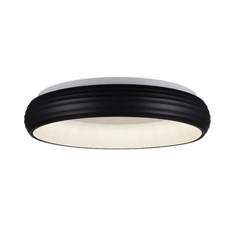 Modern Black Metal Led Ceiling Lamp For Living Room - 19/25 Wide Round Flush Mount Fixture