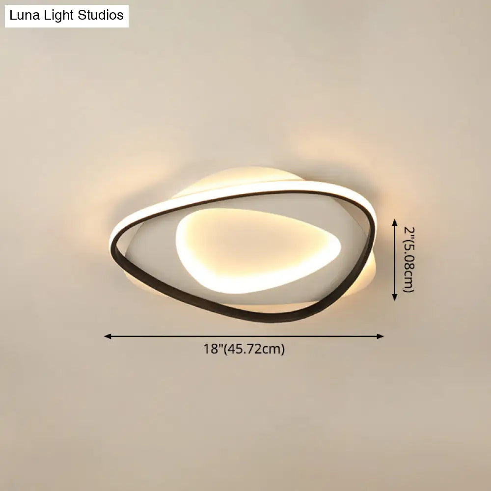 Modern Black Metal Led Triangle Flush Mount Ceiling Light For Bedroom