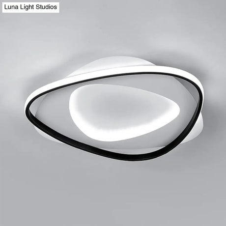 Modern Black Metal Led Triangle Flush Mount Ceiling Light For Bedroom
