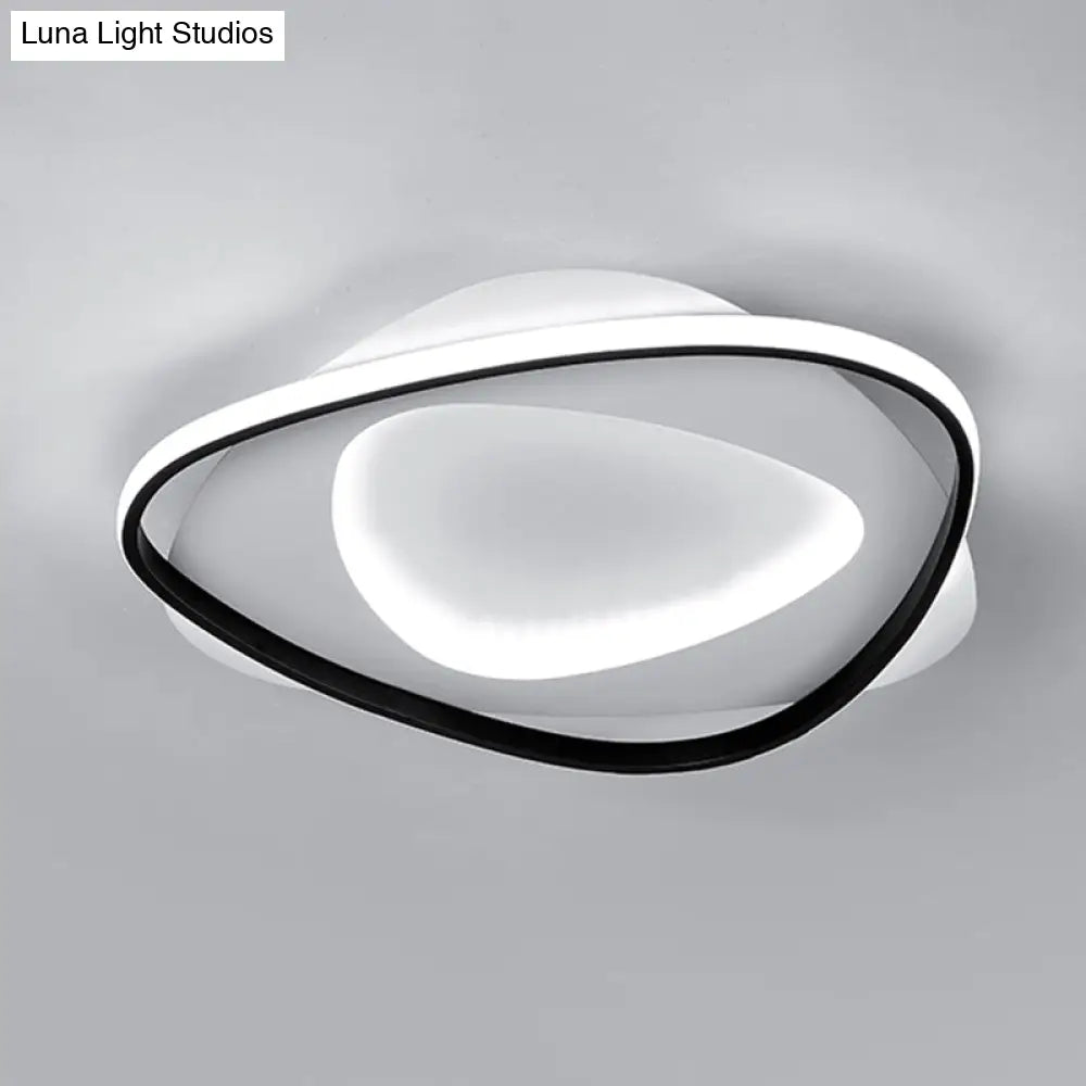 Modern Black Metal Led Triangle Flush Mount Ceiling Light For Bedroom